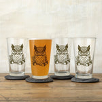 Unique Owl Pint Glass - 16 Oz Whimsical Design with Acorns & Oak Leaves - Pint Glass - Two Little Fruits - Two Little Fruits