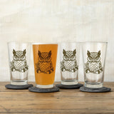 Unique Owl Pint Glass - 16 Oz Whimsical Design with Acorns & Oak Leaves - Pint Glass - Two Little Fruits - Two Little Fruits