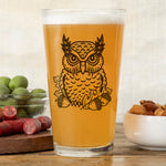 Unique Owl Pint Glass - 16 Oz Whimsical Design with Acorns & Oak Leaves - Pint Glass - Two Little Fruits - Two Little Fruits