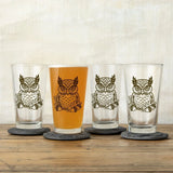 Unique Owl Pint Glass - 16 Oz Whimsical Design with Acorns & Oak Leaves - Pint Glass - Two Little Fruits - Two Little Fruits
