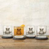 Unique Whiskey Glass - Horned Owl Design, 10 Oz Capacity, Handcrafted by Two Little Fruits - Rocks Glass - Two Little Fruits - Two Little Fruits
