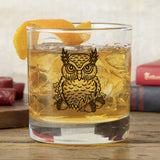 Unique Whiskey Glass - Horned Owl Design, 10 Oz Capacity, Handcrafted by Two Little Fruits - Rocks Glass - Two Little Fruits - Two Little Fruits