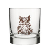 Unique Whiskey Glass - Horned Owl Design, 10 Oz Capacity, Handcrafted by Two Little Fruits - Rocks Glass - Two Little Fruits - Two Little Fruits