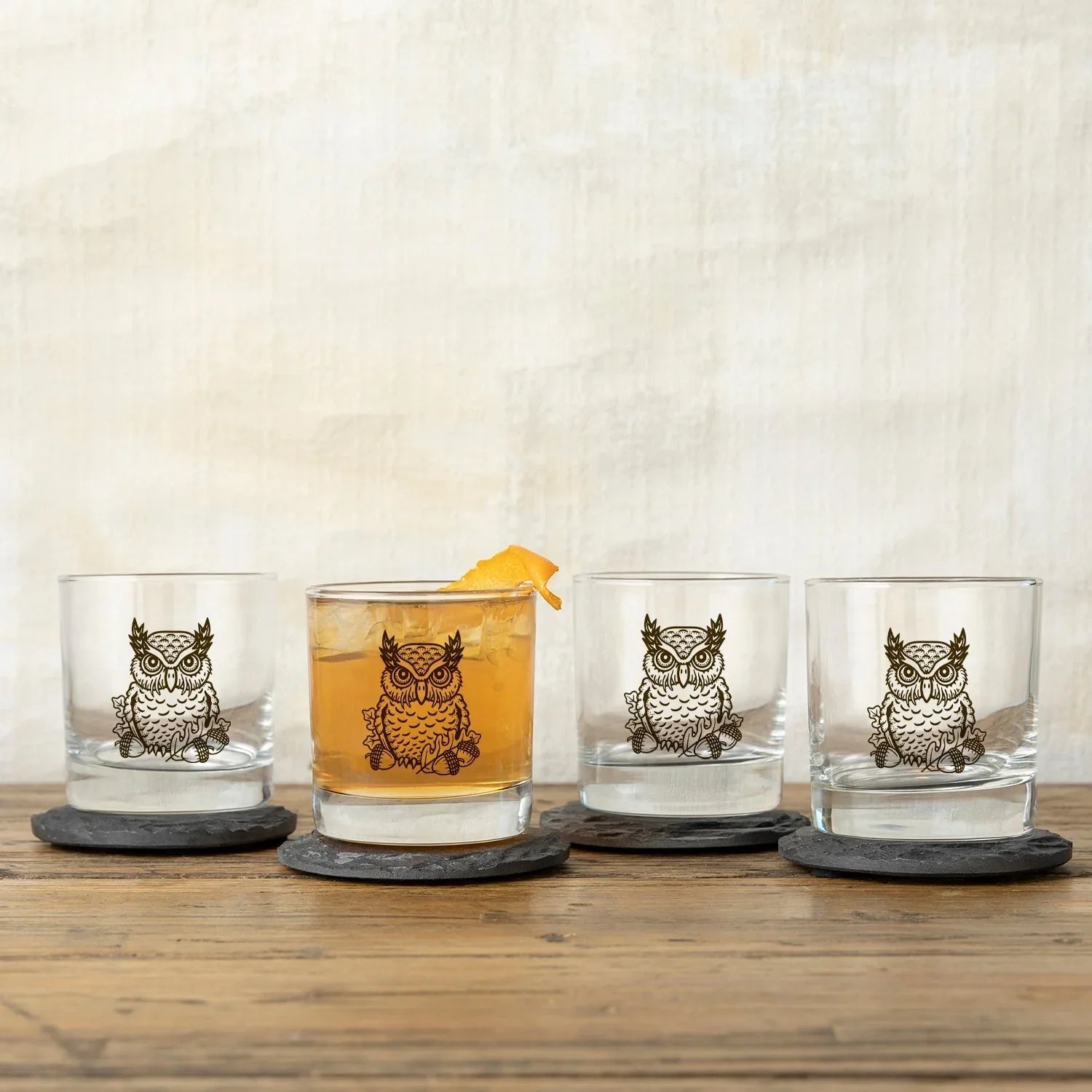 Unique Whiskey Glass - Horned Owl Design, 10 Oz Capacity, Handcrafted by Two Little Fruits - Rocks Glass - Two Little Fruits - Two Little Fruits