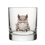Unique Whiskey Glass - Horned Owl Design, 10 Oz Capacity, Handcrafted by Two Little Fruits - Rocks Glass - Two Little Fruits - Two Little Fruits