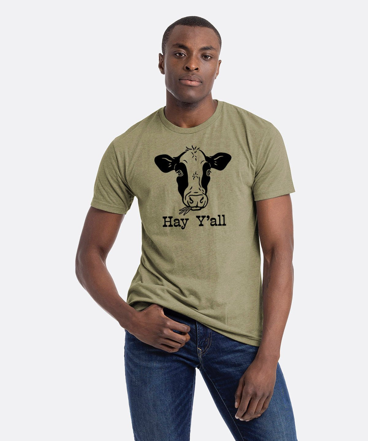 Unisex Cow Tee with Hey Y'all Design – Soft Cotton - Poly Blend T-Shirt for Comfort & Style - Tee Shirts - Two Little Fruits - Two Little Fruits