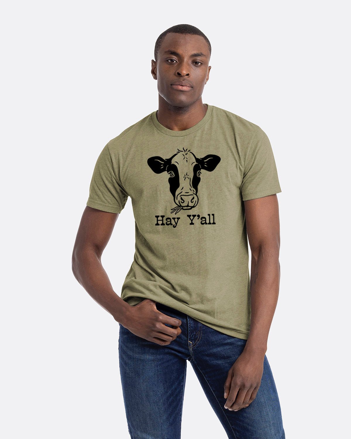 Unisex Cow Tee with Hey Y'all Design – Soft Cotton - Poly Blend T-Shirt for Comfort & Style - Tee Shirts - Two Little Fruits - Two Little Fruits
