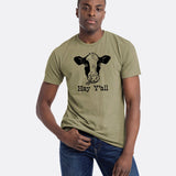 Unisex Cow Tee with Hey Y'all Design – Soft Cotton - Poly Blend T-Shirt for Comfort & Style - Tee Shirts - Two Little Fruits - Two Little Fruits