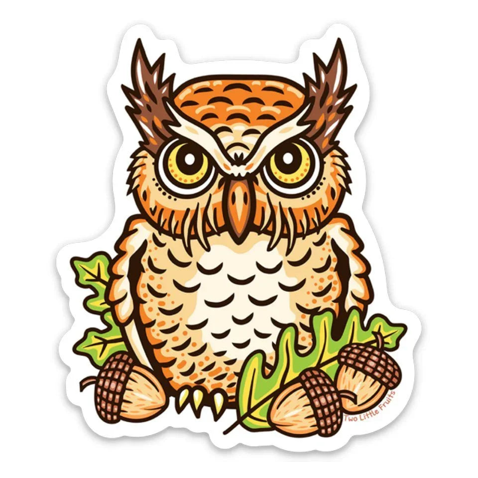 Vinyl Owl illustrated vinyl sticker by Two Little Fruits