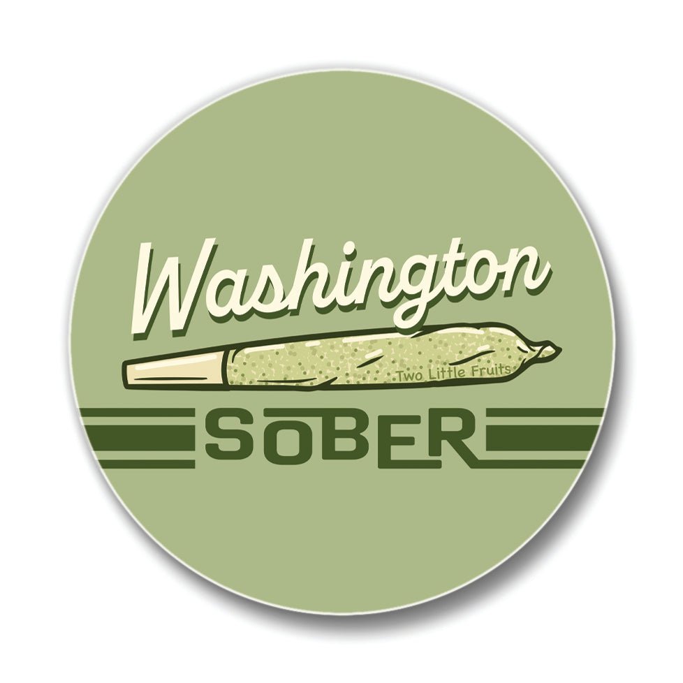 Washington Sober Cannabis Decor Coaster – 4" Colorful Ceramic Drink Coaster with Cork Backing - Coasters - Two Little Fruits - Two Little Fruits