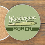 Washington Sober Cannabis Decor Coaster – 4" Colorful Ceramic Drink Coaster with Cork Backing - Coasters - Two Little Fruits - Two Little Fruits