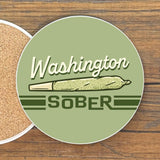 Washington Sober Cannabis Decor Coaster – 4" Colorful Ceramic Drink Coaster with Cork Backing - Coasters - Two Little Fruits - Two Little Fruits