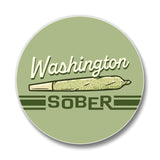 Washington Sober Cannabis Decor Coaster – 4" Colorful Ceramic Drink Coaster with Cork Backing - Coasters - Two Little Fruits - Two Little Fruits