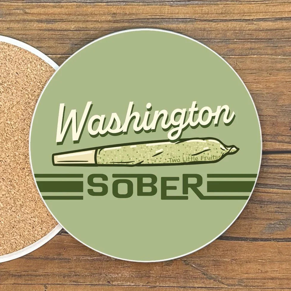 Washington Sober Cannabis Decor illustrated coaster by Two Little Fruits