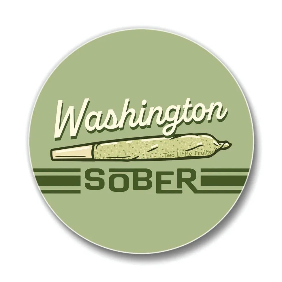 Washington Sober Cannabis Decor Coaster – 4" Colorful Ceramic Drink Coaster with Cork Backing - Coasters - Two Little Fruits - Two Little Fruits