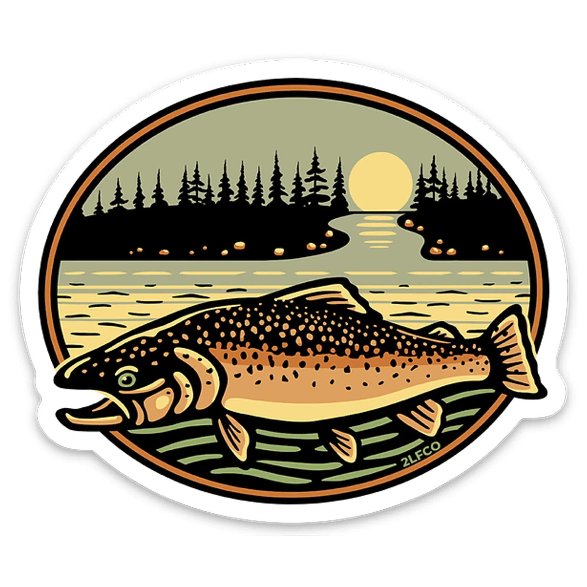 Trout illustrated vinyl sticker by Two Little Fruits