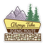 Always Take The Scenic Route illustrated vinyl sticker by Two Little Fruits