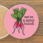 We're A Spicy Bunch Colorful Ceramic illustrated coaster by Two Little Fruits