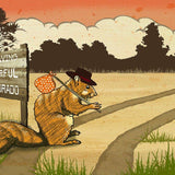 Whimsical Colorado Art Print featuring Hobo Squirrel - 8x10 or 11x14 Inches - Paper Prints - Two Little Fruits - Two Little Fruits