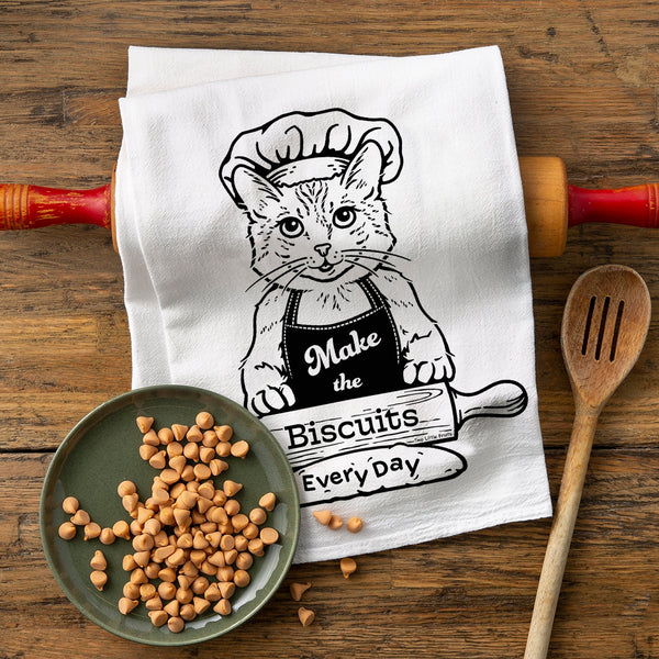 Whimsical Kitchen Decor – Eco - Friendly Cat Chef Cotton Tea Towel, 100% Premium Indian Cotton - Tea Towels - Two Little Fruits - Two Little Fruits