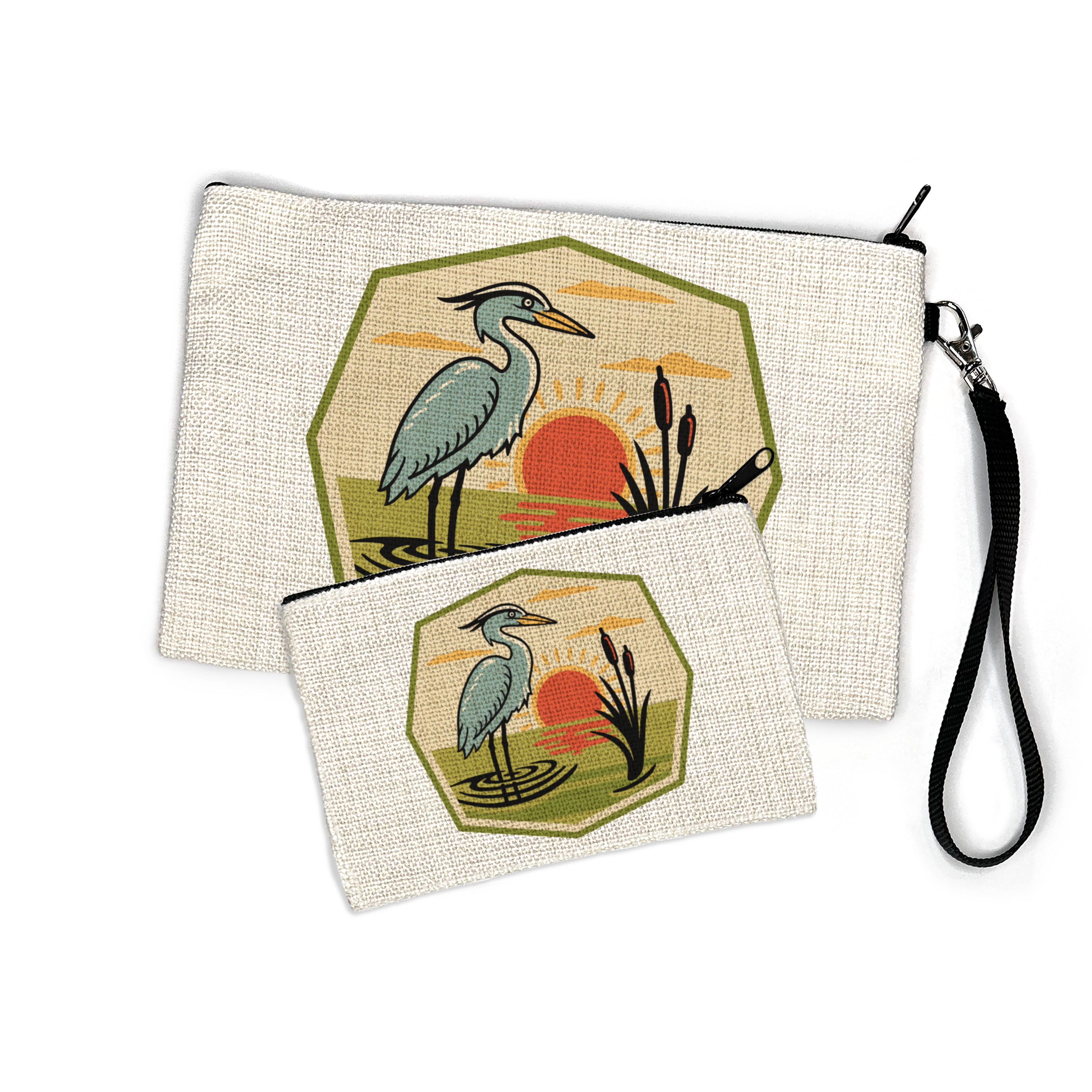 Heron POUCH hand-illustrated by Two Little Fruits