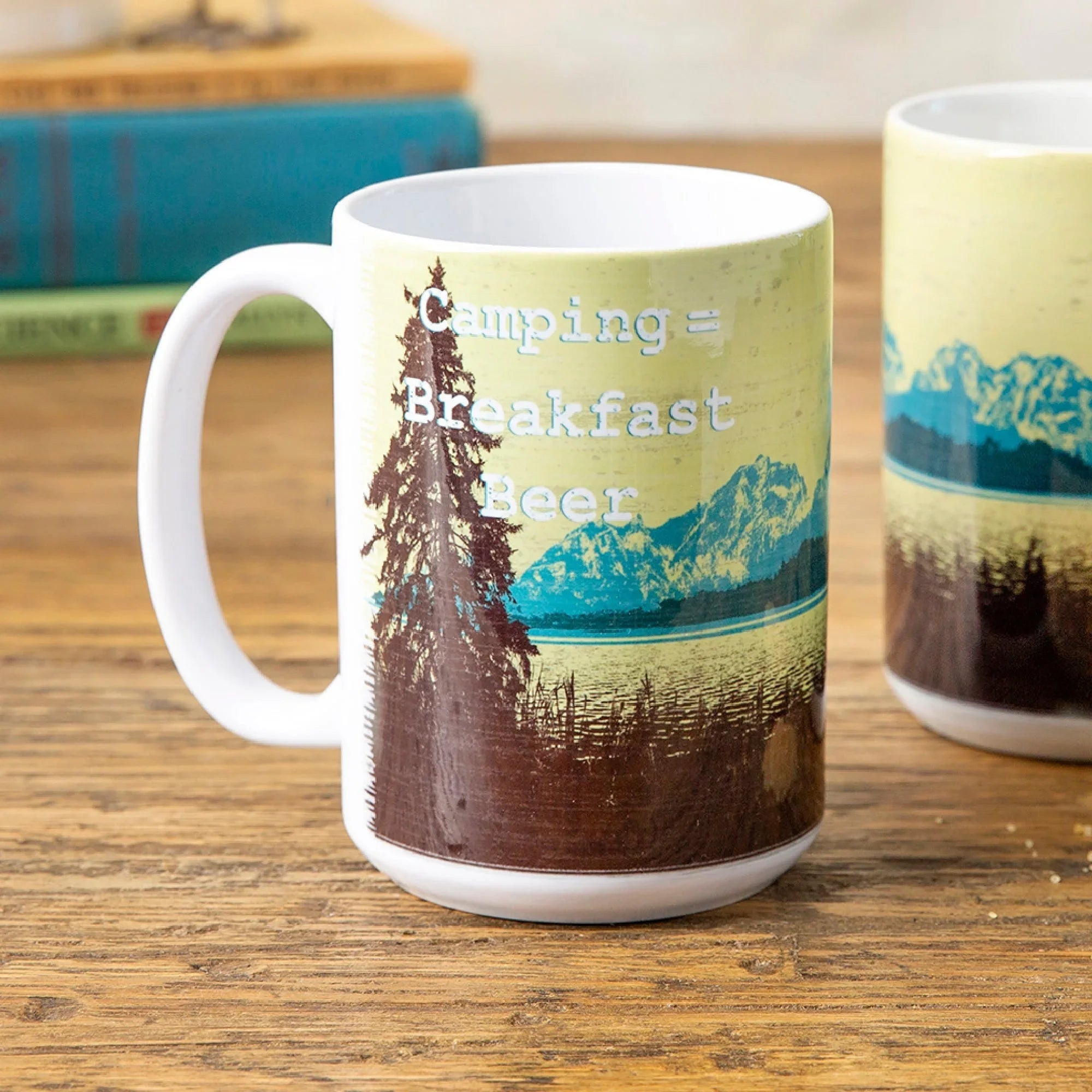 15 Oz Ceramic Camping Mug - Fun Breakfast Beer Design, Dishwasher & Microwave Safe - Mug - Two Little Fruits - Two Little Fruits