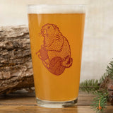 16 Oz Knitting illustrated pint glass by Two Little Fruits