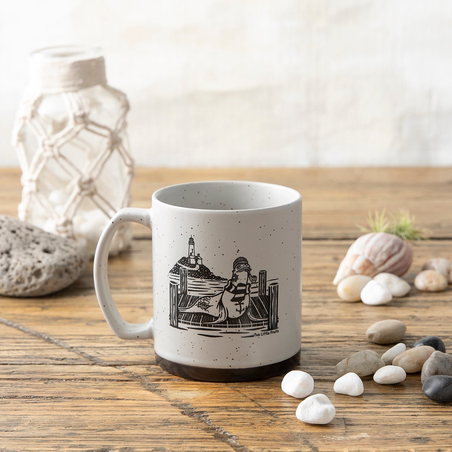 20 Oz Speckled Matte Large Ceramic Coffee Mug - Skipper Sea Lion Design - Dishwasher Safe - Mug - Two Little Fruits - Two Little Fruits