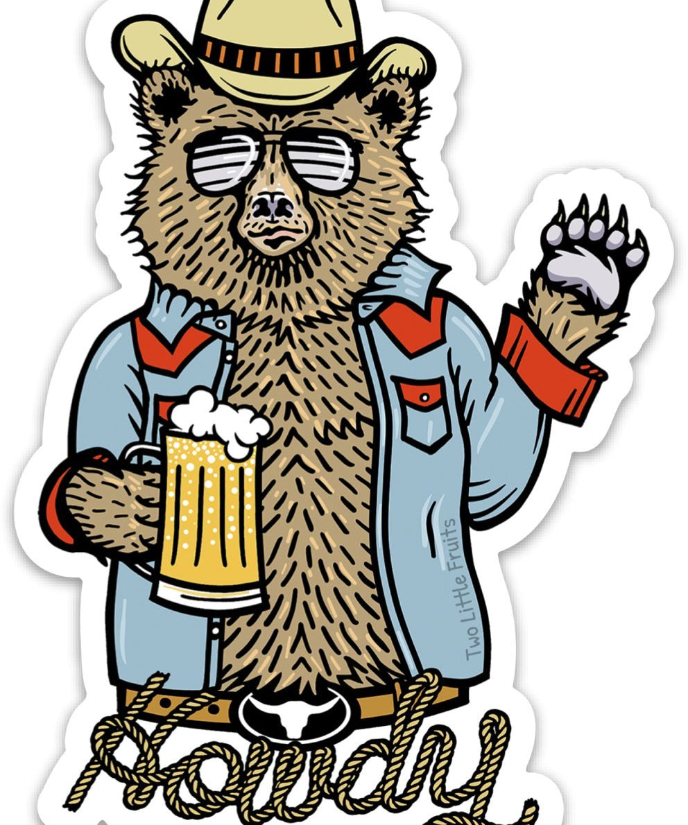 3 - Inch Cowboy Bear Sticker - Durable, Weatherproof, Scratch Resistant Vinyl - Sticker - Two Little Fruits - Two Little Fruits