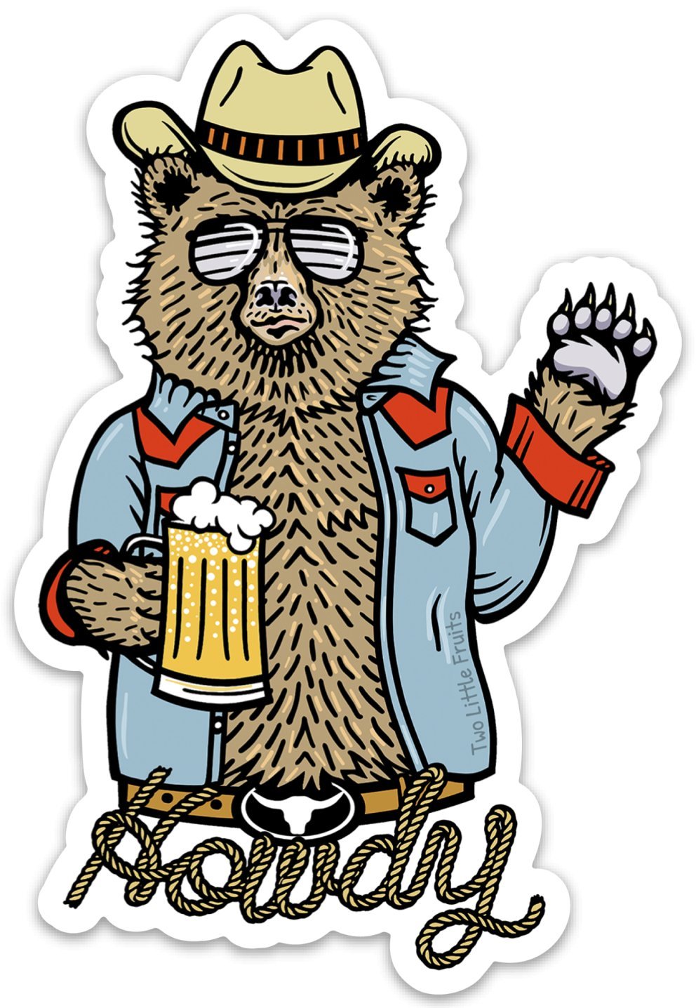 3 - Inch Cowboy Bear Sticker - Durable, Weatherproof, Scratch Resistant Vinyl - Sticker - Two Little Fruits - Two Little Fruits