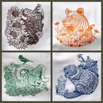 4 Yellowstone Wildlife Tea Towels Set - Hand Illustrated Kitchen Towels by Two Little Fruits - Tea Towels - Two Little Fruits - Two Little Fruits