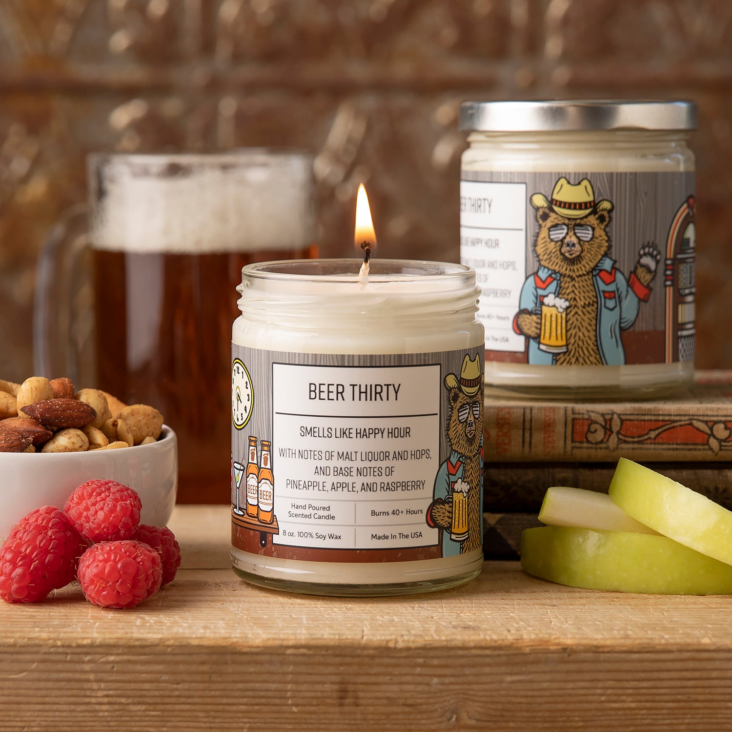 Happy Hour Soy Wax Beer and Absinthe Scented Candle Set