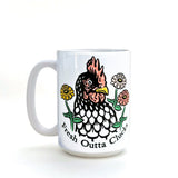 chicken illustrated ceramic mug 15 oz by Two Little Fruits