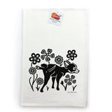 Adorable Dog Kitchen Towels Featuring Whimsical Dog and Flowers Design - 100% Cotton, Eco - Friendly - Tea Towels - Two Little Fruits - Two Little Fruits