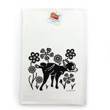 Adorable Dog Kitchen Towels Featuring Whimsical Dog and Flowers Design - 100Cotton, Eco - Friendly - Tea Towels - Two Little Fruits - Two Little Fruits
