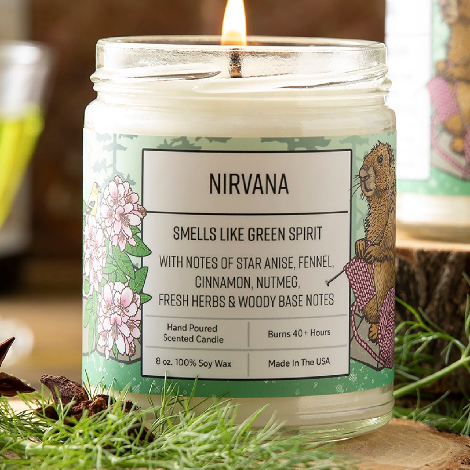 Anise Scented Candle - Nirvana, Hand - Poured Soy Wax, 8 Oz with Star Anise, Fennel & Cinnamon Notes - Soy Candles - Two Little Fruits - Two Little Fruits