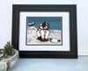 Astronaut Dog Print featuring ROVER The Space Dog in a playful space setting, showcasing an adventurous pup in an astronaut suit on a lunar landscape, perfect for home decor.