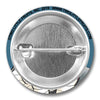 Back side of the astronaut dog button pin showcasing the pin mechanism, perfect for attaching to bags or clothing; features the Two Little Fruits logo.