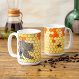 honeybee and bear 15 oz illustrated ceramic mug 15 oz by Two Little Fruits