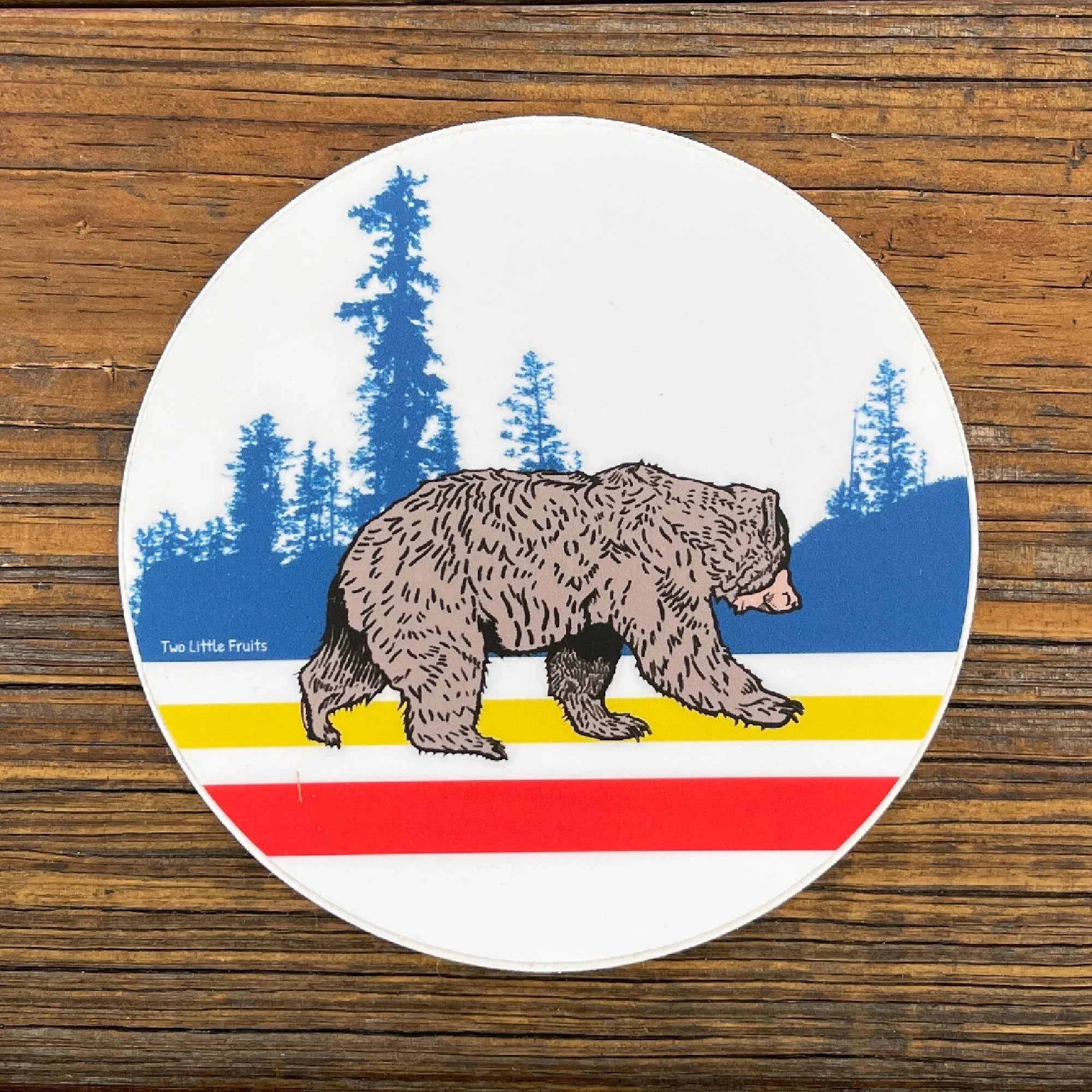 Bear Die Cut illustrated vinyl sticker by Two Little Fruits