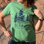 Bear Graphic Tee - Unisex Leaf Green T-Shirt Screen Printed - Tee Shirts - Two Little Fruits - Two Little Fruits