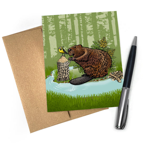 Beaver Blank Greeting Card - Greeting Cards - Two Little Fruits - Two Little Fruits