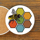 Bee Drink Coaster - Colorful 4” Ceramic Coasters with Cork Backing - Coasters - Two Little Fruits - Two Little Fruits