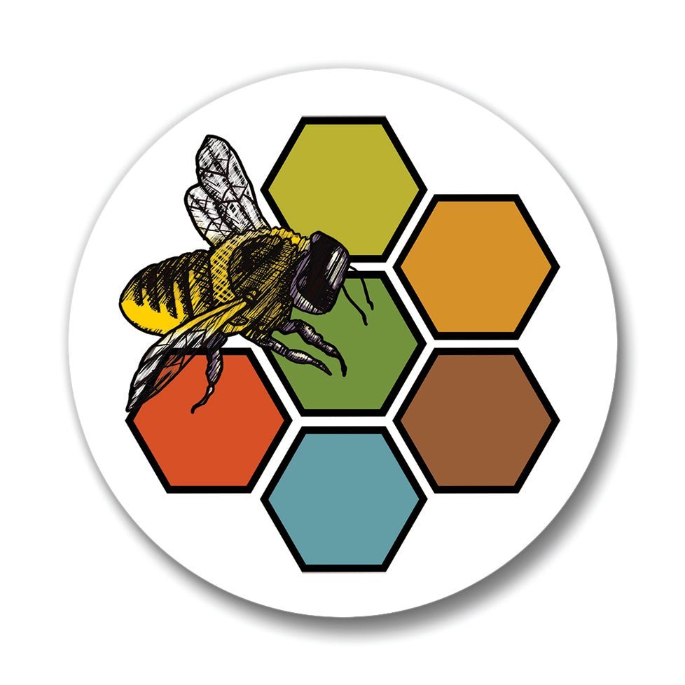 Bee Drink Coaster - Colorful 4” Ceramic Coasters with Cork Backing - Coasters - Two Little Fruits - Two Little Fruits
