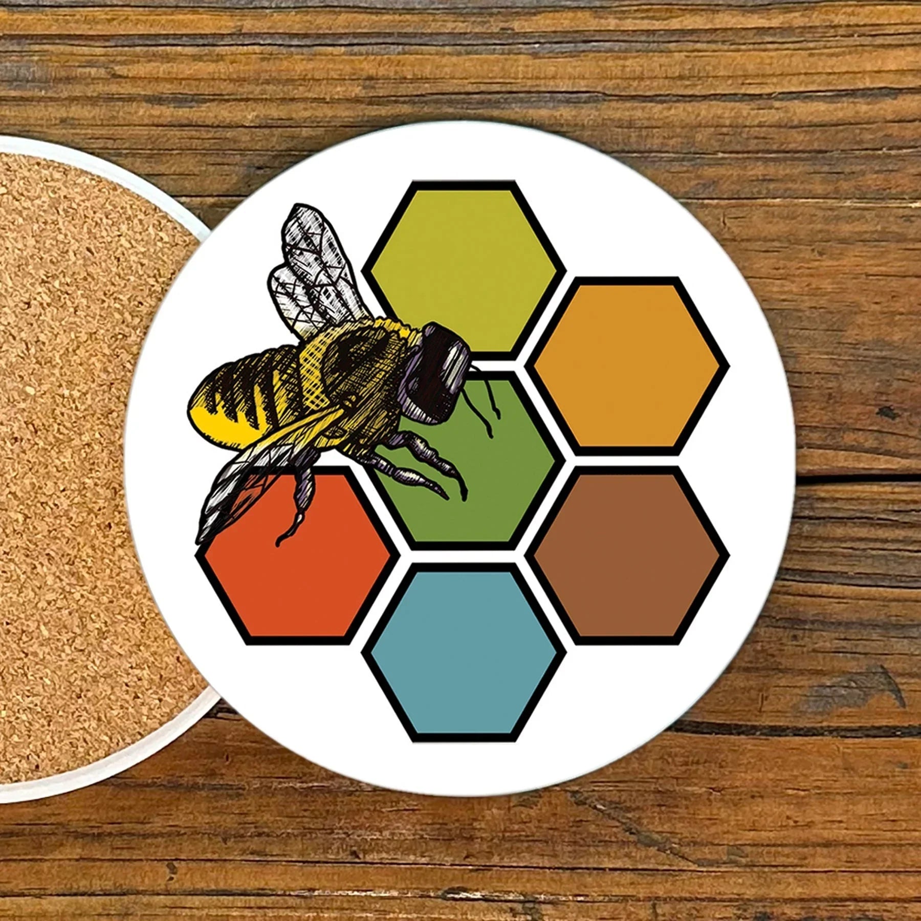 Bee illustrated coaster by Two Little Fruits