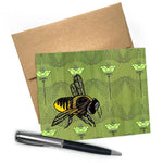 Bee Greeting Card with Poppies Design - Comes with Brown Envelope - Greeting Cards - Two Little Fruits - Two Little Fruits