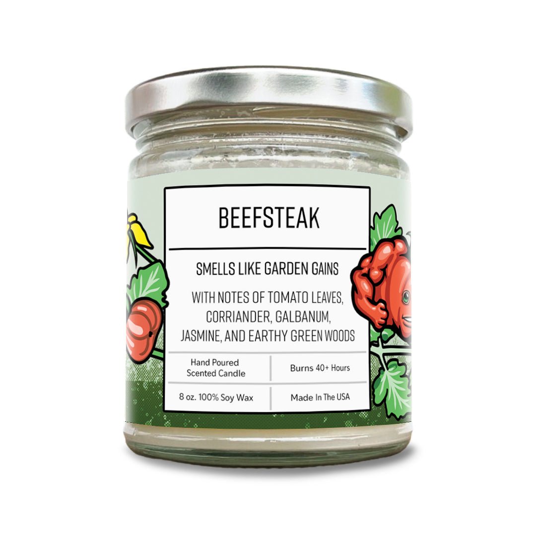 Beefsteak Tomato Leaf Candle - 100% Soy Wax, Eco - Friendly, Hand - Poured, 40+ Hour Burn Time - Soy Candles - Two Little Fruits - Two Little Fruits