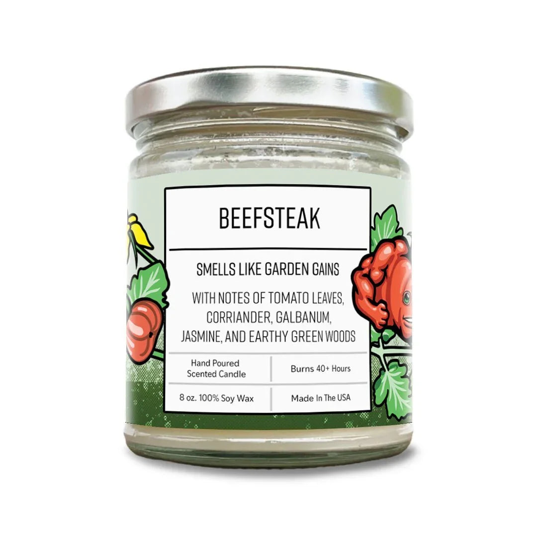 Beefsteak hand-poured soy candle by Two Little Fruits