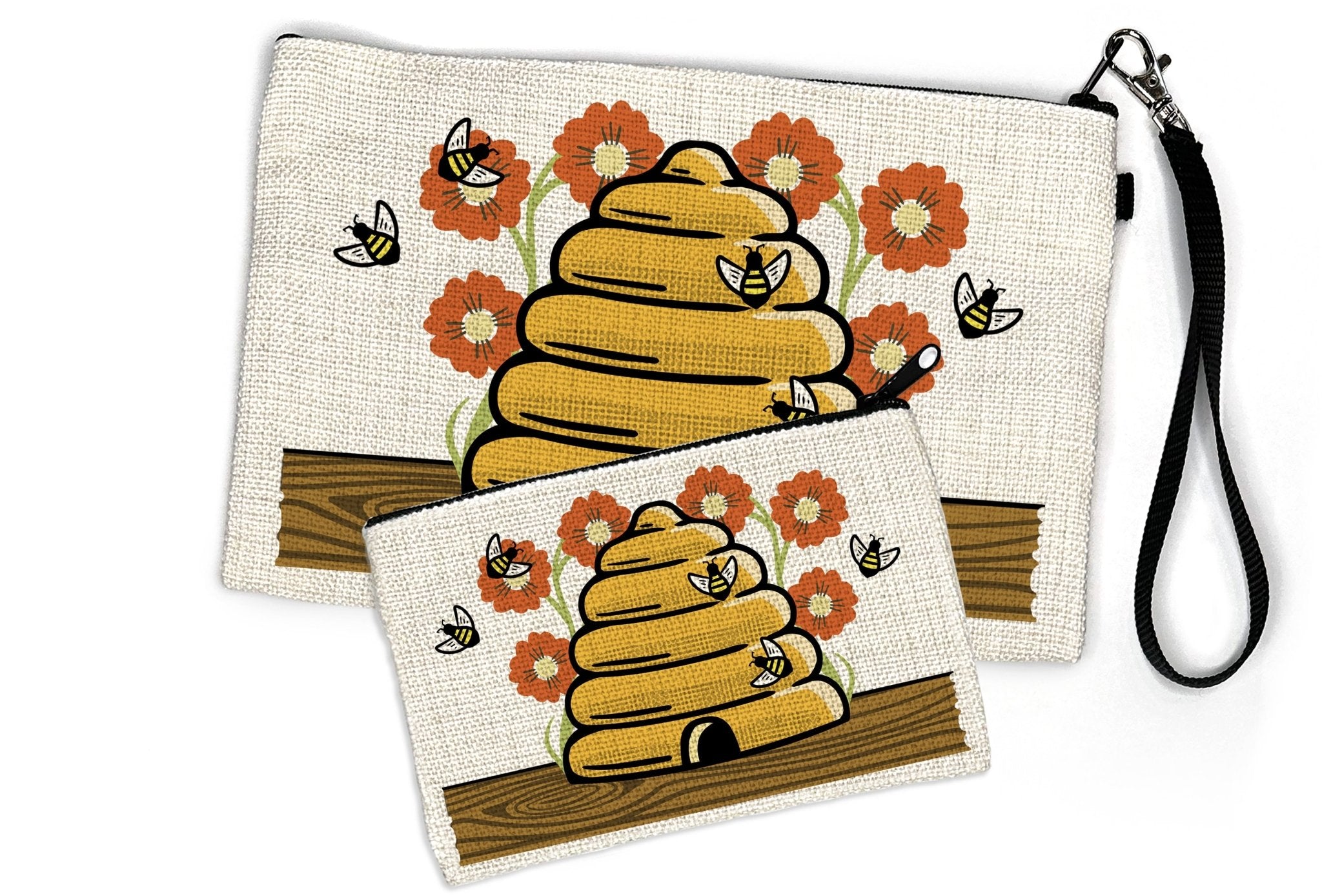 Beehive Cosmetic Travel Pouch - Adorable Zipper Pouch for Organizing Essentials in 2 Sizes - Zipper Pouches - Two Little Fruits - Two Little Fruits