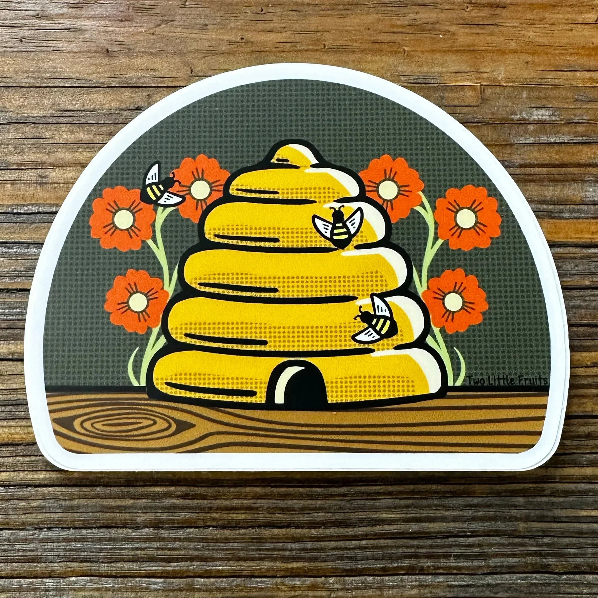 Beehive Die Cut illustrated vinyl sticker by Two Little Fruits